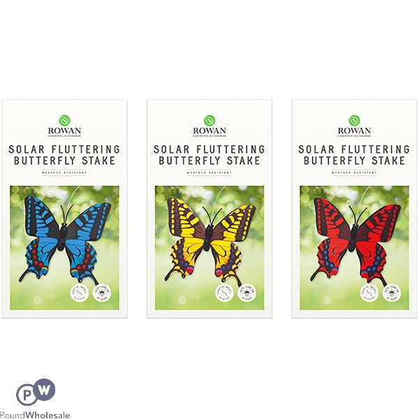 Rowan Solar-Powered Fluttering Butterfly Stake Assorted Colours