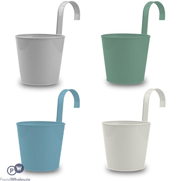 Rowan Hanging Hook Metal Plant Pot Assorted Colours