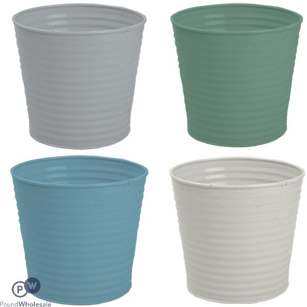 Rowan Metal Ribbed Plant Pot 12cm Assorted Colours