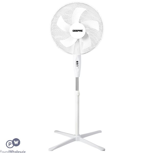 Geepas 16" White 240v 5-blade Oscillating Pedestal Fan 240v 1.2m