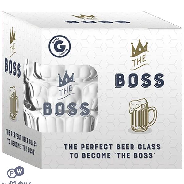 Gifts & Gadgets Large Boss Printed Glass With Box 540ml
