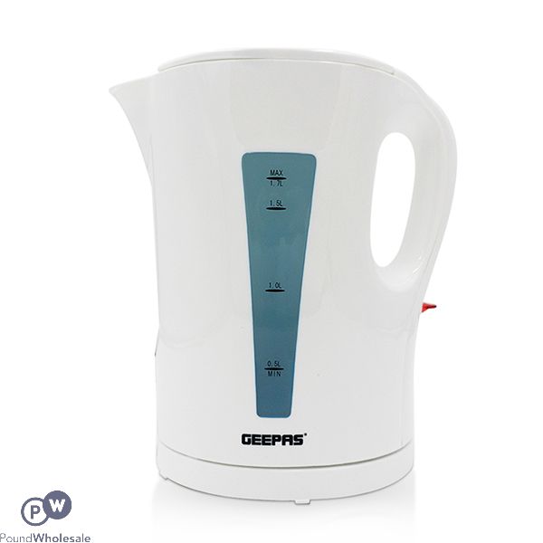 Geepas 2200W Rapid Boil White Cordless Kettle 1.7L