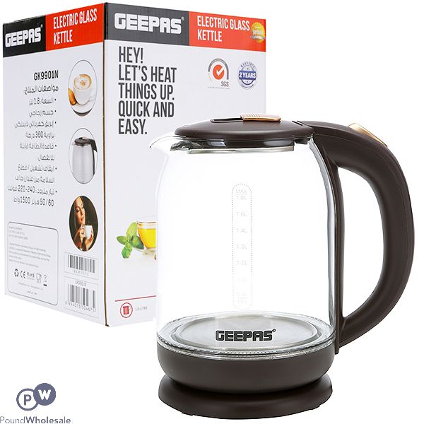 Geepas Electric Transparent Glass Kettle 1.8l