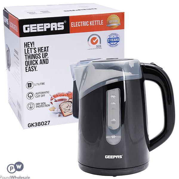 Geepas Electric Black Cordless Kettle 1.7l