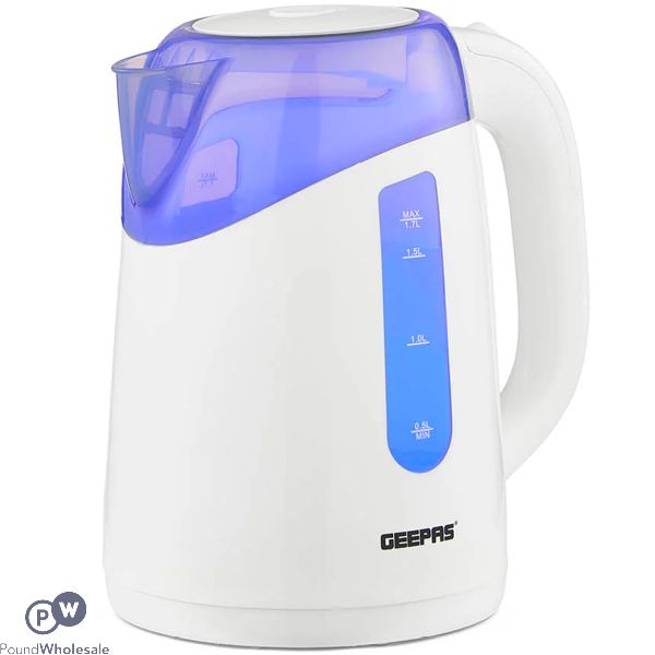 Geepas 2200W Illuminating White Cordless Kettle 1.7L