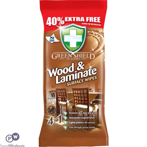 GREENSHIELD WOOD & LAMINATE WIPES 70 SHEETS