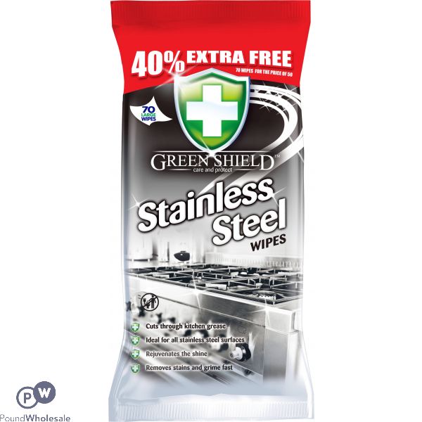 GREENSHIELD STAINLESS STEEL WIPES 70 SHEETS