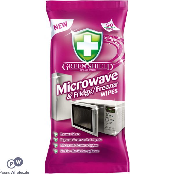 GREENSHIELD MICROWAVE & FRIDGE/FREEZER WIPES 50 SHEETS