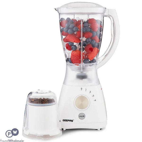 Geepas White 550W 2-in-1 Food Blender & Grinder 1.5L