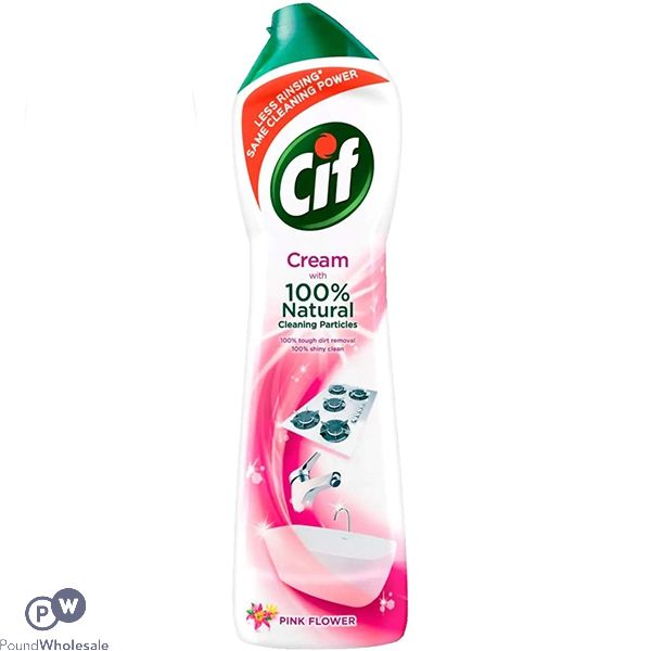 Cif Pink Flower Cream Natural Cleaning Particles 500ml 8 Pack