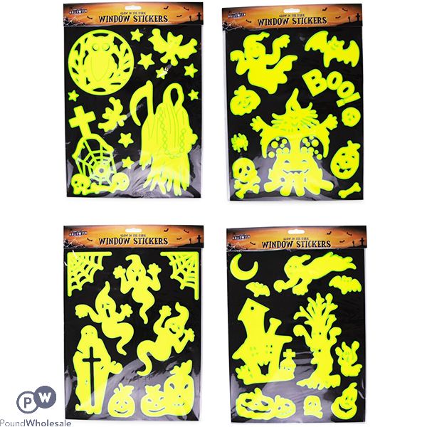 Halloween Assorted Glow In The Dark Window Stickers