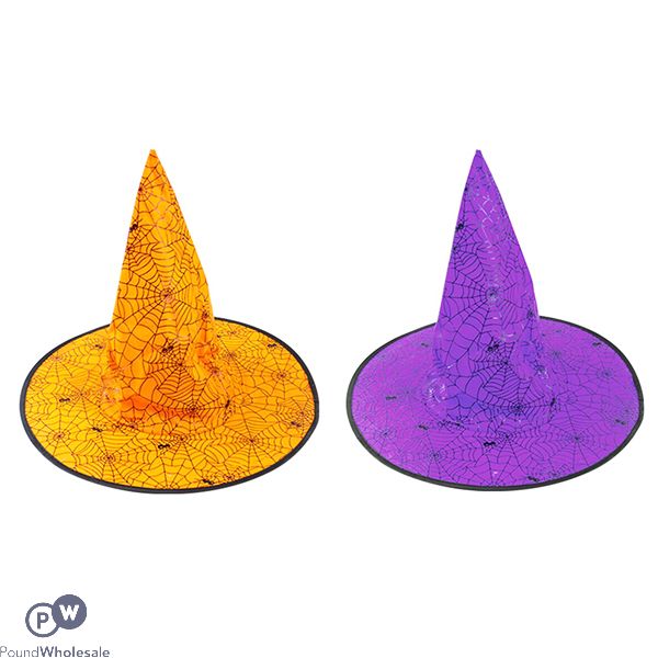 Halloween Spider & Cobweb Witch Hat Assorted Colours