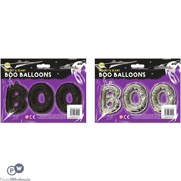 HALLOWEEN BOO BALLOONS ASSORTED COLOURS 34CM