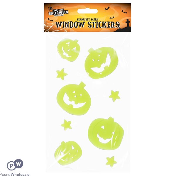 Halloween Assorted Gel Glow In The Dark Window Stickers 9 Pack