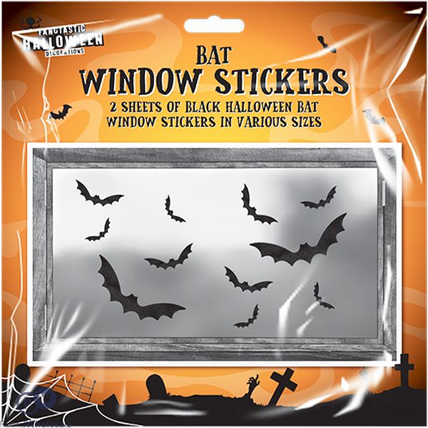 HALLOWEEN BAT WINDOW STICKERS 2 PACK