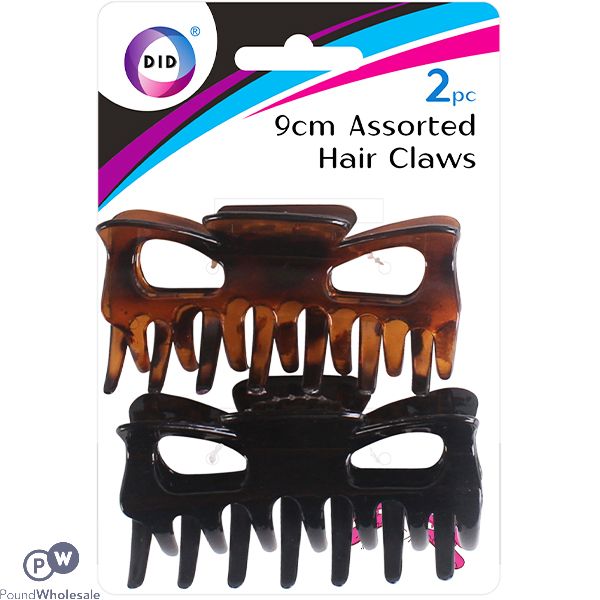 Did Assorted Hair Claws 9cm 2 Pack