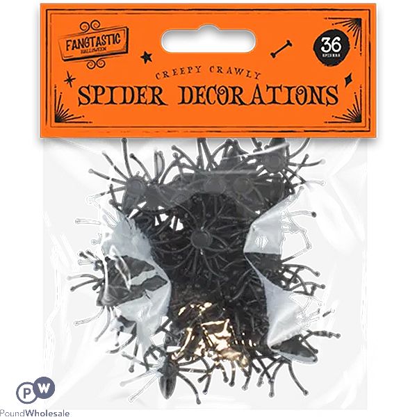 Halloween 3.7cm Creepy Crawly Glitter Spider Decorations 36 Pack
