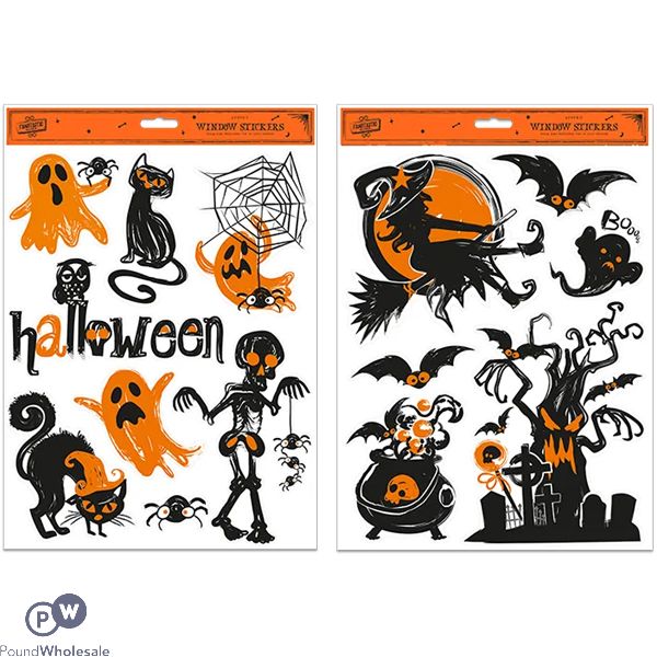 Halloween Illustrated Spooky Window Stickers Assorted