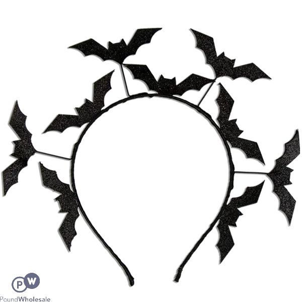 Halloween Black Glitter Bat Headband 12.5cm