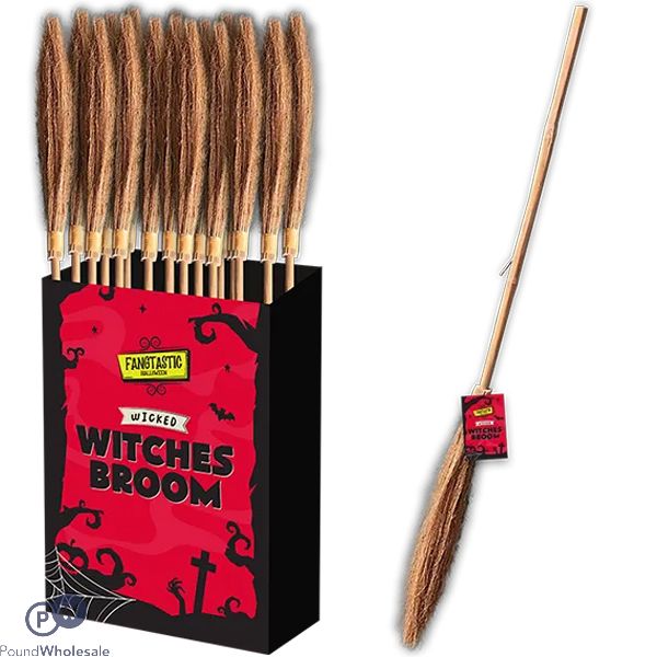 Halloween Wood Witches Broom 38.5cm Cdu