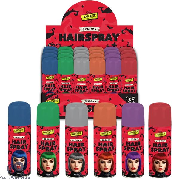 Halloween Spooky Coloured Hairspray 1.8fl Oz Cdu Assorted Colours