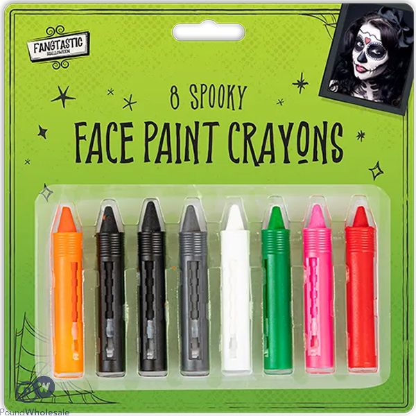 Halloween Assorted Colour Spooky Face Paint Crayons 8 Pack