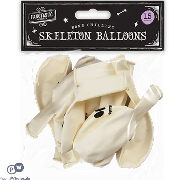 Halloween Bone Chilling White Skeleton Balloons 15 Pack