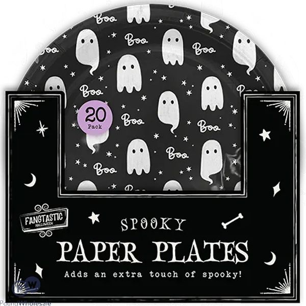 Halloween Disposable Ghost Paper Plates 23cm 20 Pack Cdu