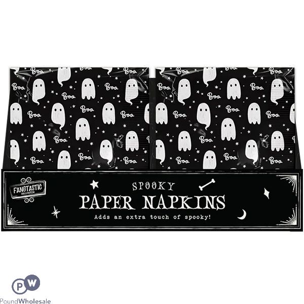 Halloween Spooky 3-ply Ghost Paper Napkins 40 Pack Cdu