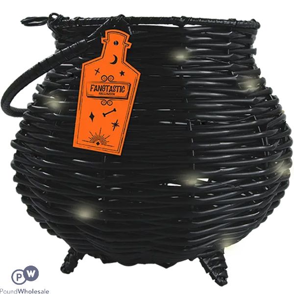 Halloween Light Up Wicker-effect Cauldron