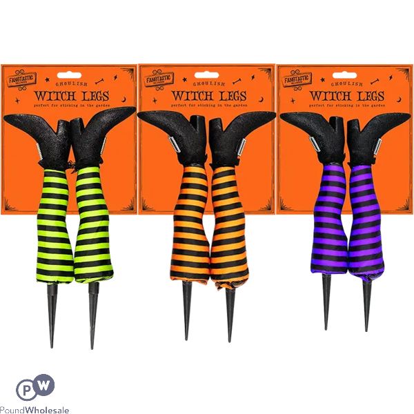 Halloween Witch Leg Garden Stakes Assorted Colours