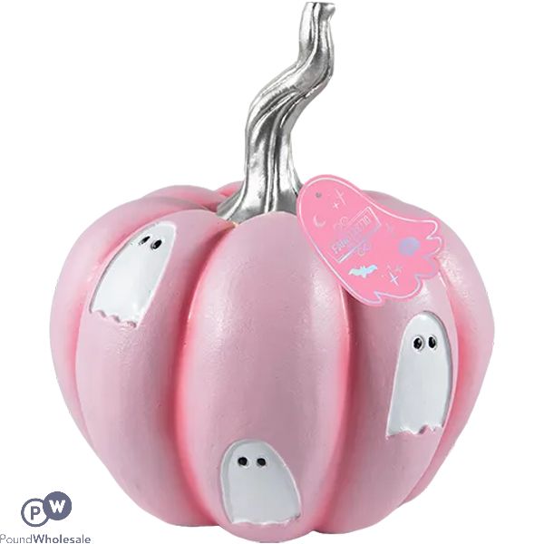 Halloween Debossed Pink Ghost Pumpkin 11cm