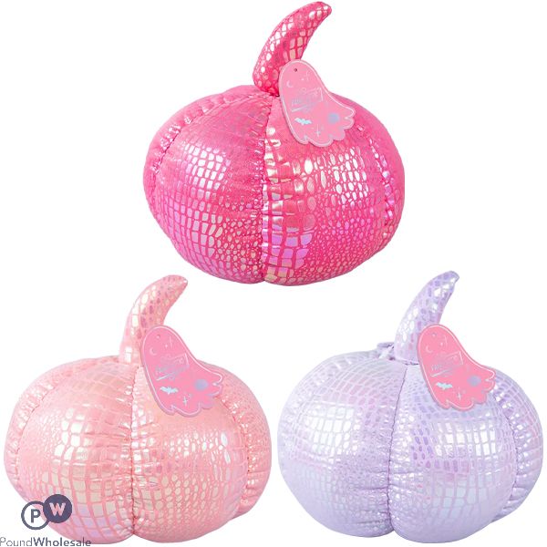 Halloween Iridescent Pumpkin Cushion 15cm Assorted Colours