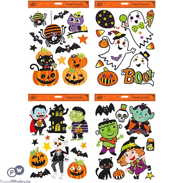 Halloween Glitter Vinyl Window Stickers Assorted