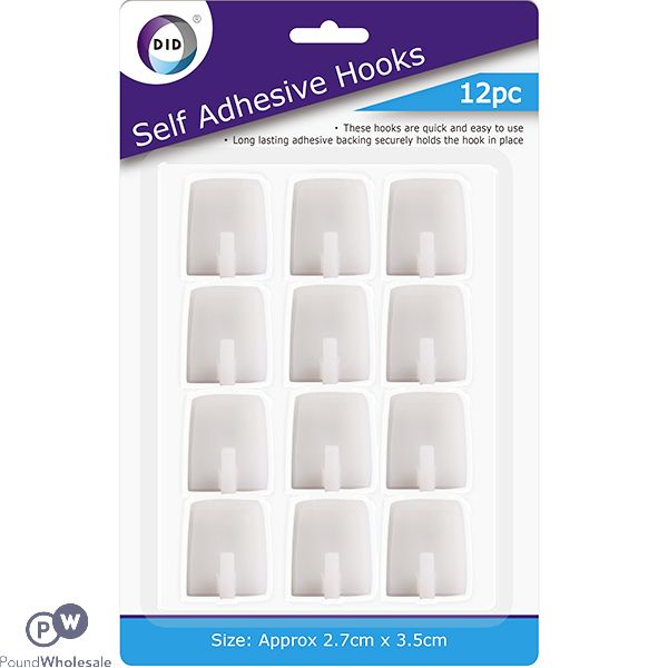 DID Self-Adhesive Hooks 12pc