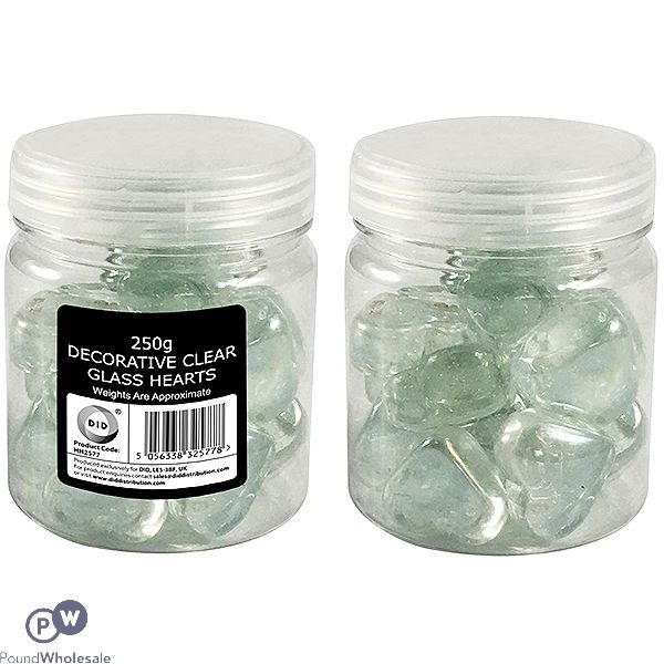 DID Decorative Clear Glass Hearts 250g