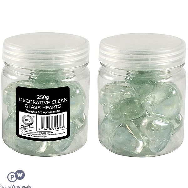 Did Decorative Clear Glass Hearts 250g