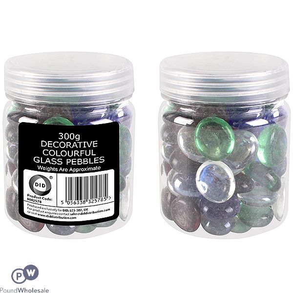 DID Decorative Colourful Glass Pebbles 300g