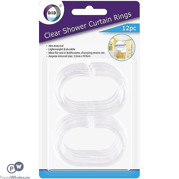 DID CLEAR SHOWER CURTAIN RINGS 12PC