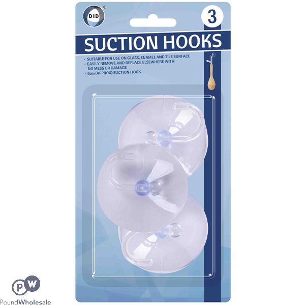 Did Clear 6cm Suction Hooks 3 Pack
