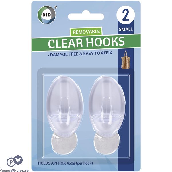 Did Small Removable Clear Self-adhesive Hooks 2 Pack