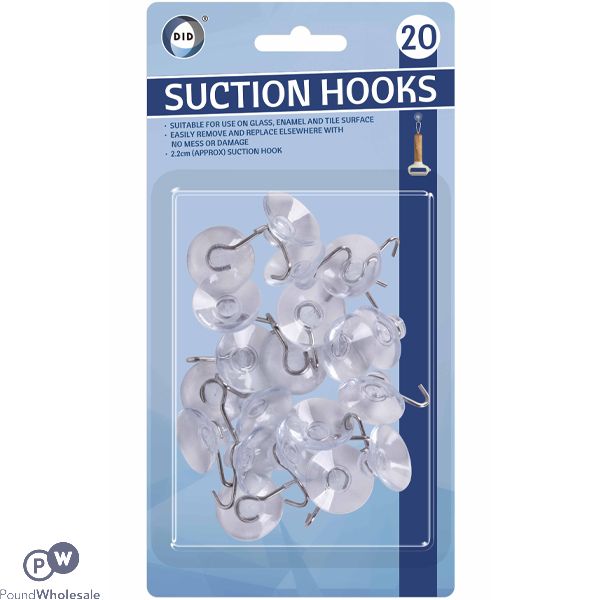 Did 2.2cm Clear Suction Hooks 20 Pack