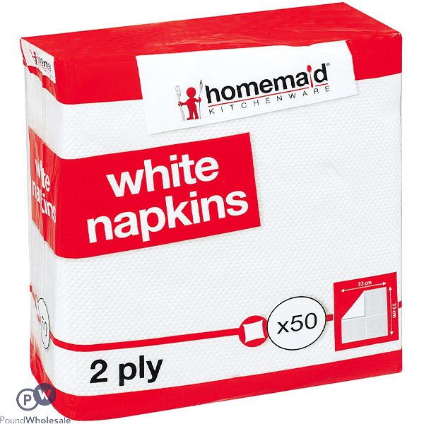 Homemaid Kitchenware 2-ply White Napkins 50 Pack