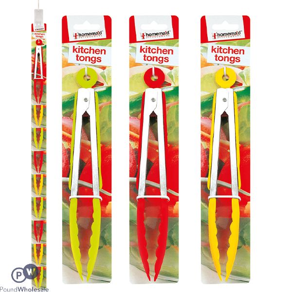 Homemaid Kitchen Tongs Clip Strip Assorted Colours
