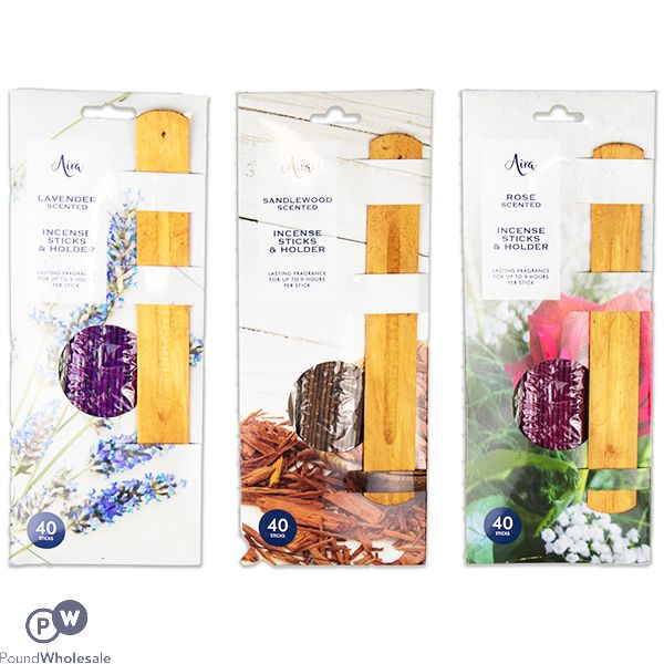 Aira Incense Sticks & Holder 40 Pack Assorted Fragrances