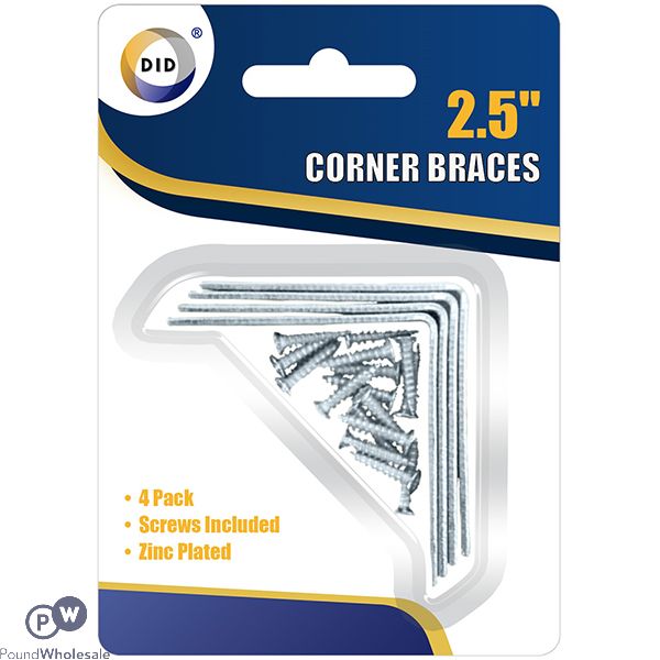 DID CORNER BRACES 2.5" WITH SCREWS 4 PACK