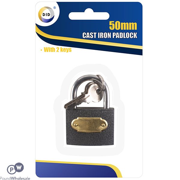 DID 50MM CAST IRON PADLOCK WITH 3 KEYS