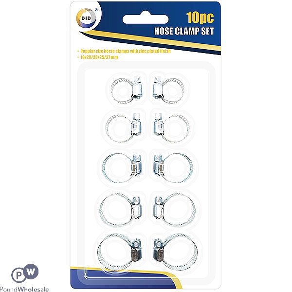 DID Hose Clamp Set Assorted Sizes 10pc
