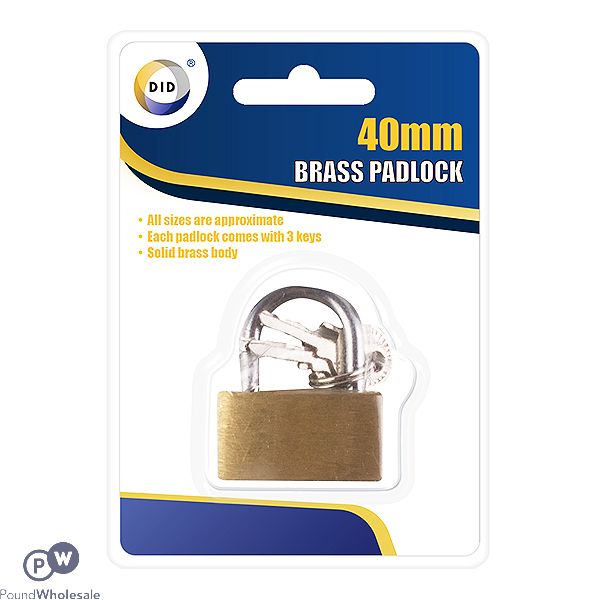 Did 40mm Brass Padlock With 3 Keys