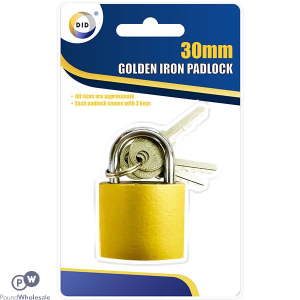 DID 30MM GOLDEN IRON PADLOCK WITH 3 KEYS